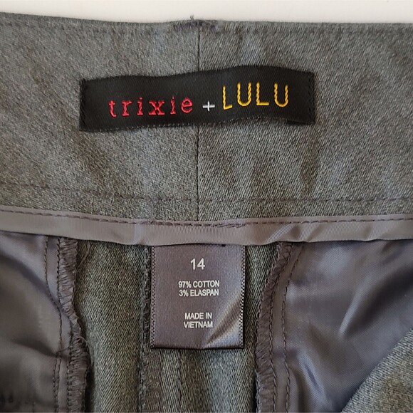 Trixie + Lulu Gray Dress Pants Slacks Straight  Wide Leg Corpcore Preppy - Picture 3 of 6